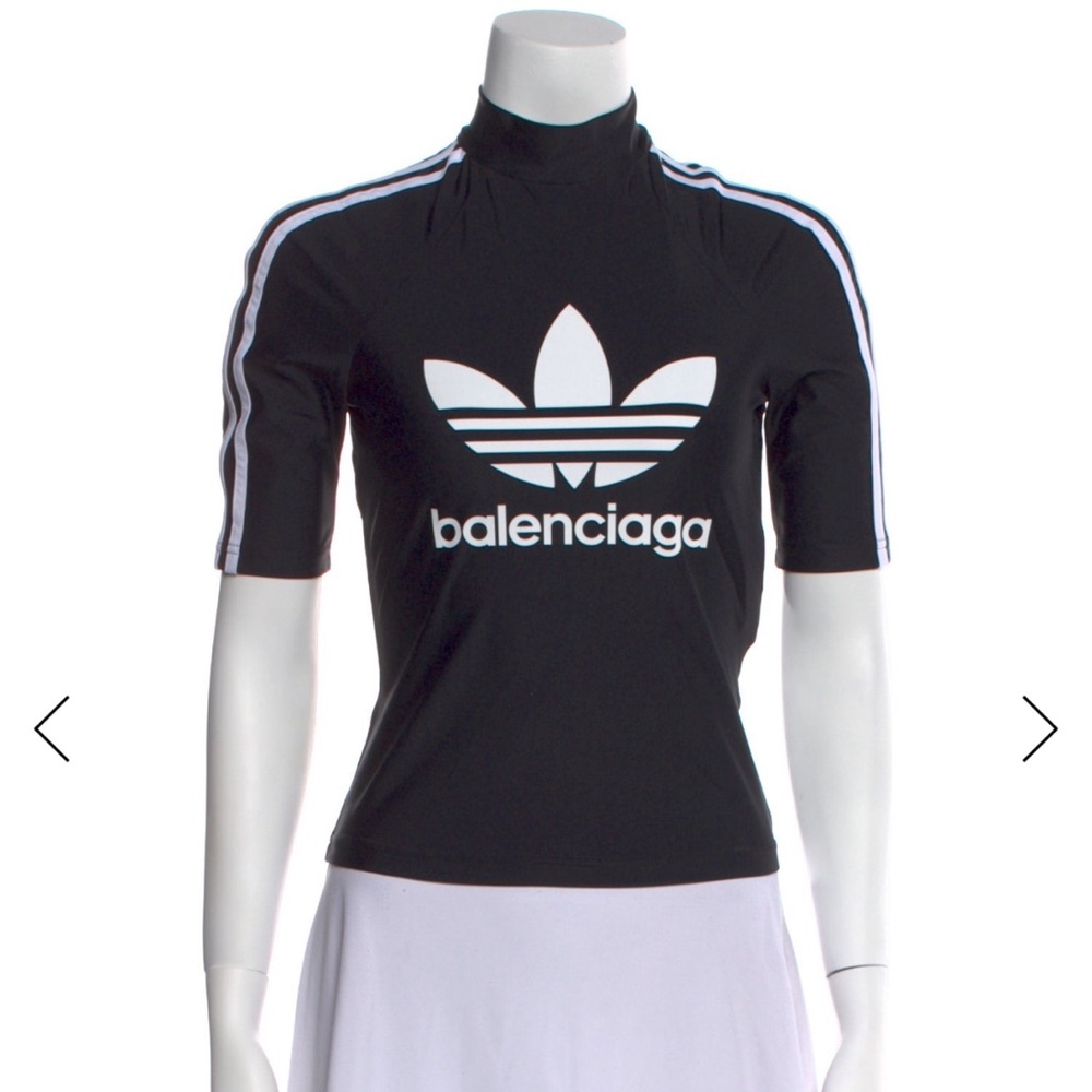 Balenciaga Black Short Sleeve Tee with White Accents